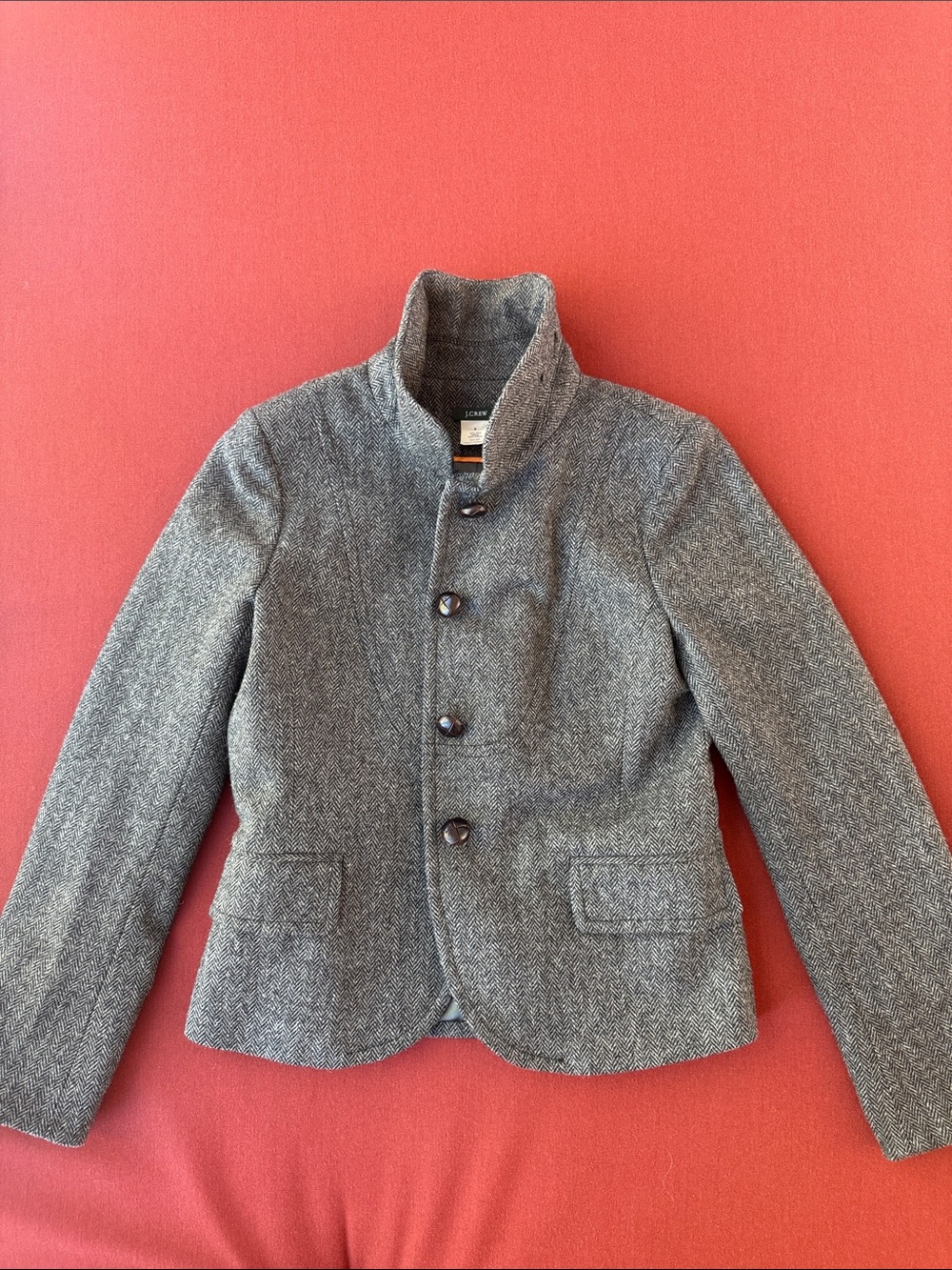 J. Crew Women’s Gray Tweed Stand-Collar Blazer